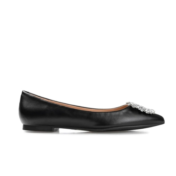 Journey Collection Chic Renzo Black Flats With Crystal Embellishment Size 8.5W - Picture 5 of 11